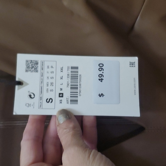 Zara Faux Leather Spandex Tan Fitted Dress - Picture 5 of 5